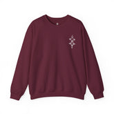 women heavy blend crewneck sweatshirt burgundy with small chest embroidery comfortable durable design