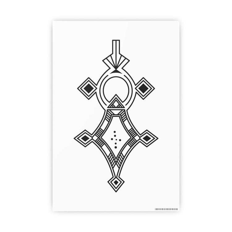 Minimalist black geometric design on premium satin finish photo art paper poster with white border and barcode