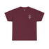 maroon men heavy cotton tee with small geometric chest design and crew neckline