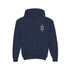 Girls heavy blend hooded sweatshirt navy with embroidery and kangaroo pocket