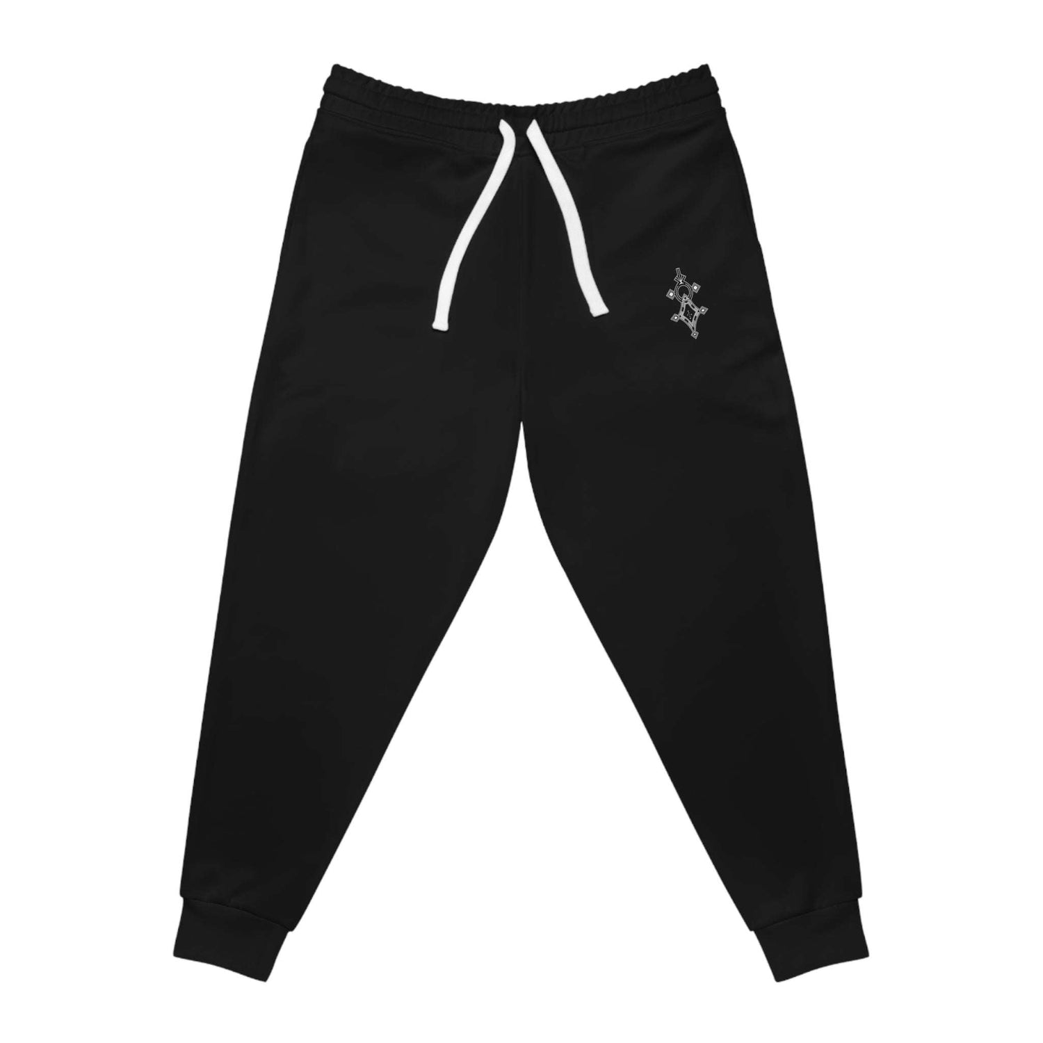 Black women athletic joggers with white drawstring and ankle cuffs