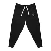 Black women athletic joggers with white drawstring and ankle cuffs
