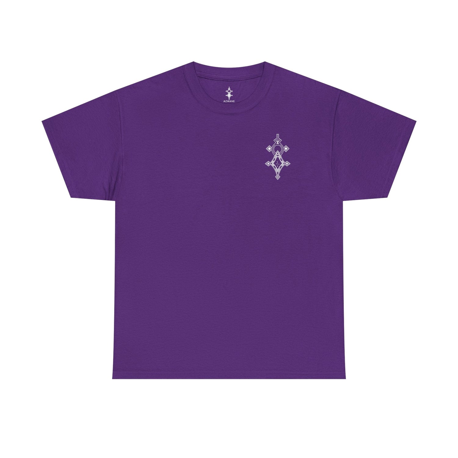 purple men heavy cotton tee with small chest emblem and crew neck design
