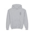 Girls heavy blend hooded sweatshirt in grey with kangaroo pocket and embroidered chest design