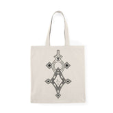 Natural Tote Bag 100% cotton canvas with black geometric design and self-fabric handles