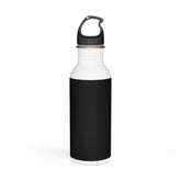 20oz stainless steel water bottle with wide neck and black cap, made from 18/8 food-grade stainless steel