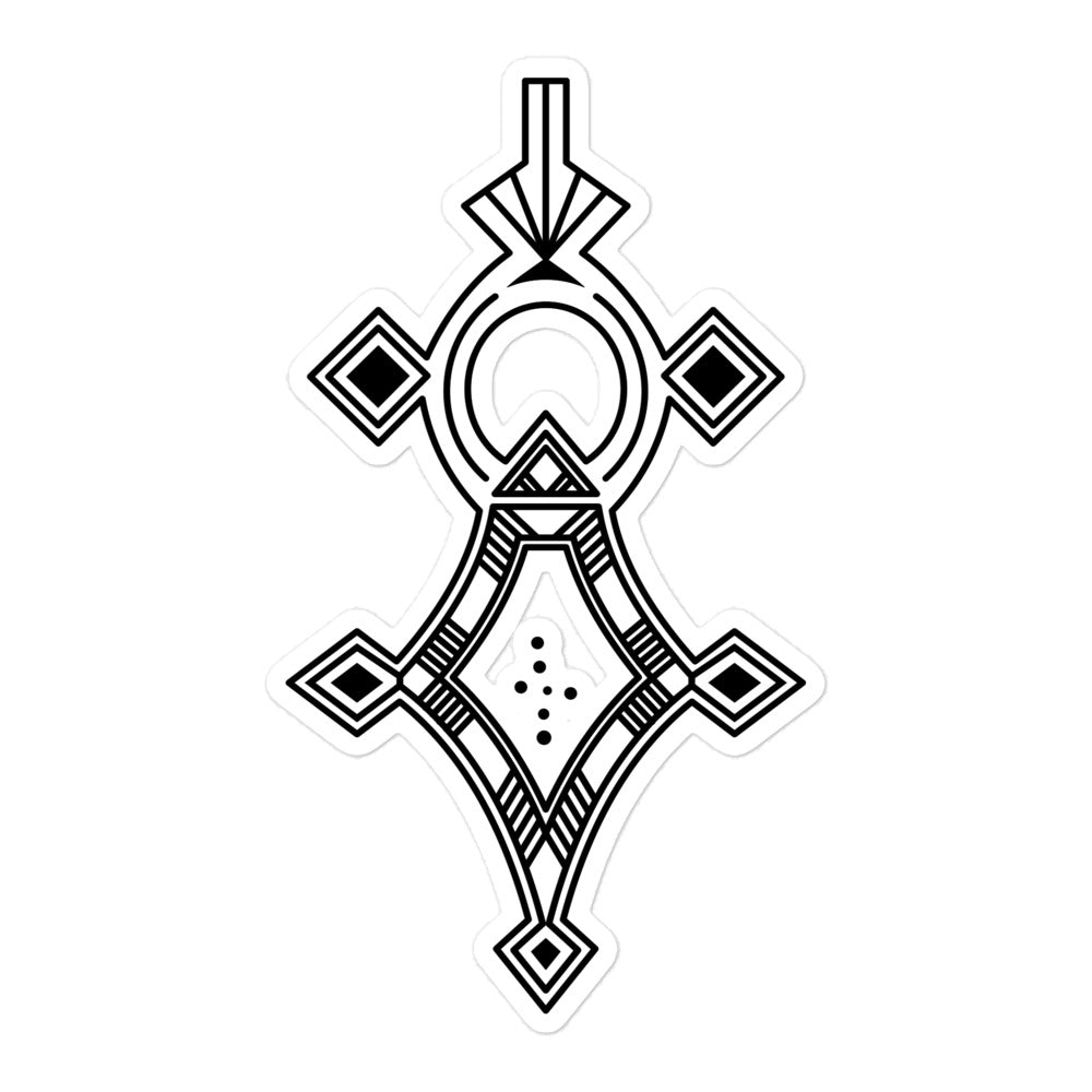 Bubble-free sticker with intricate black geometric design on durable high opacity vinyl