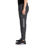 Women joggers in tapered fit charcoal gray fleece with elastic waistband and contrast drawcord, ideal for running or casual wear