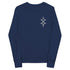 Youth long sleeve tee in navy with classic crew neck and ribbed cuffs made from soft Airlume combed cotton