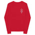 Red youth long sleeve tee with ribbed cuffs and small chest design made of soft Airlume cotton