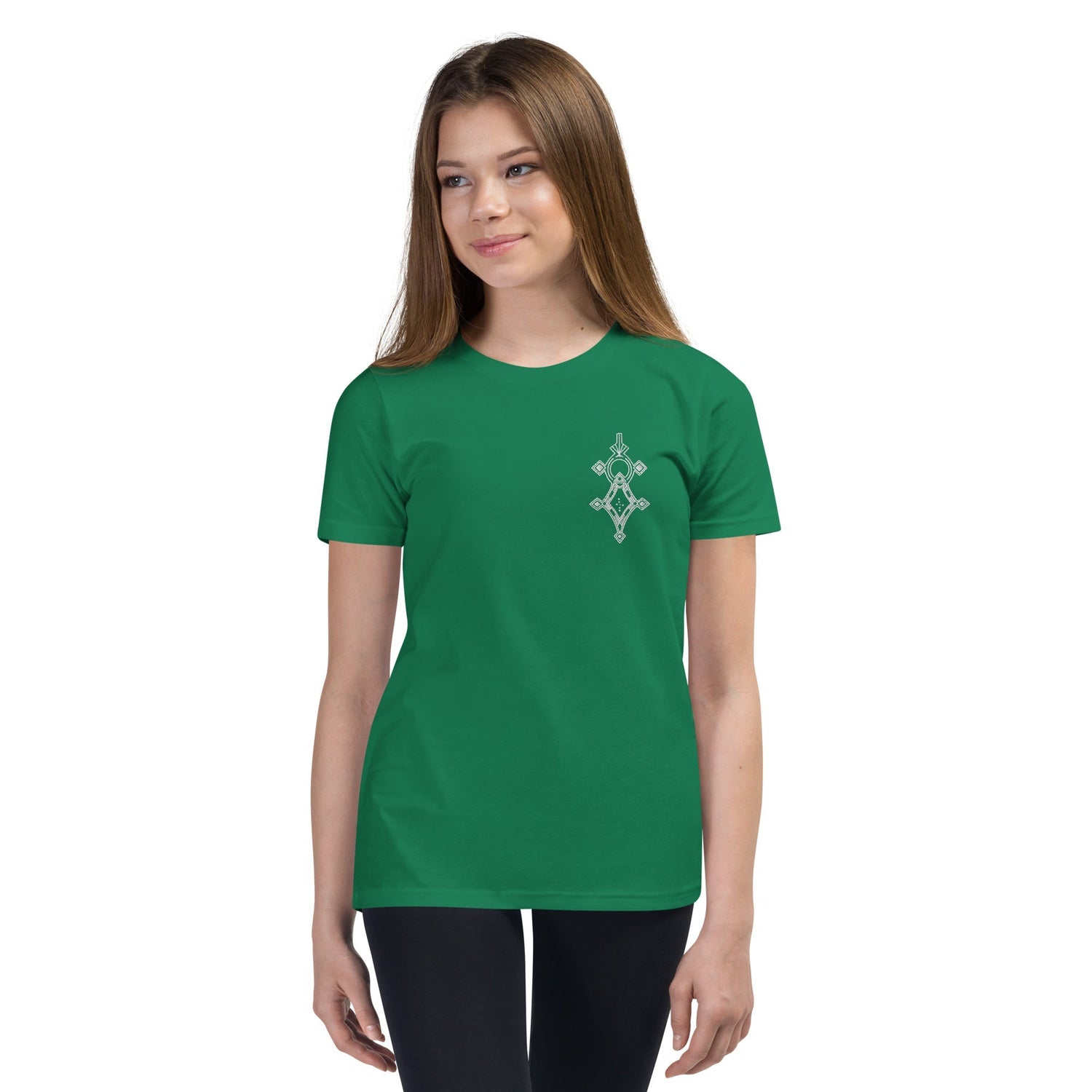youth short sleeve t-shirt green soft cotton casual design