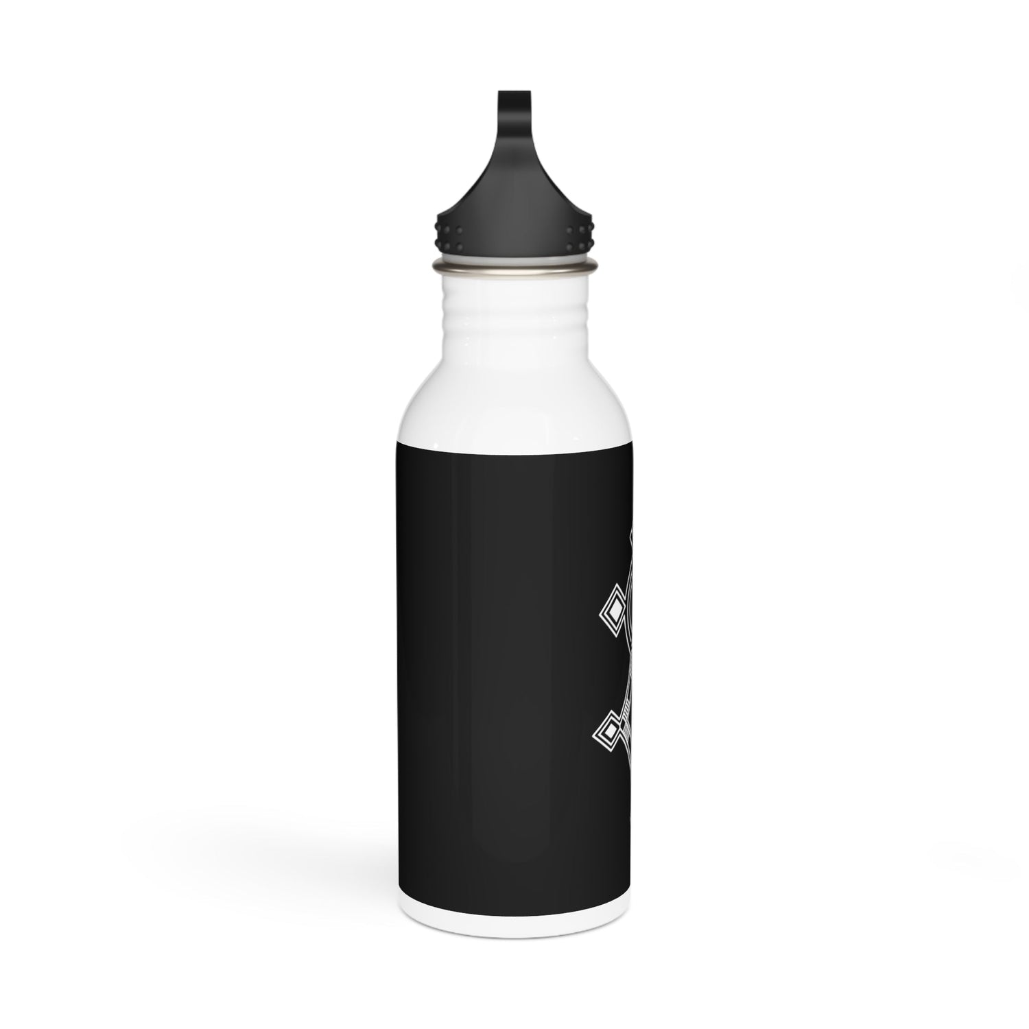 20oz stainless steel water bottle with black cap and wide neck for easy sipping