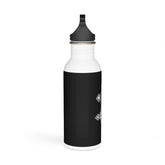 20oz stainless steel water bottle with black cap and wide neck for easy sipping