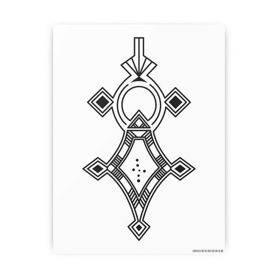 Photo Art Paper Poster featuring intricate black geometric design on smooth satin finish 210gsm premium paper stock with white border and barcode.