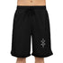 Black basketball rib shorts with drawstring waist and side pockets made from moisture-wicking polyester