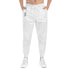 Men athletic joggers in white with ankle cuffs and white drawstring front view
