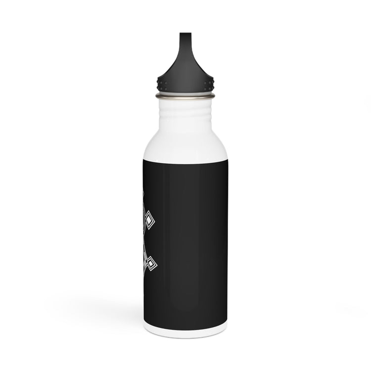 20oz black and white stainless steel water bottle with wide neck and black cap