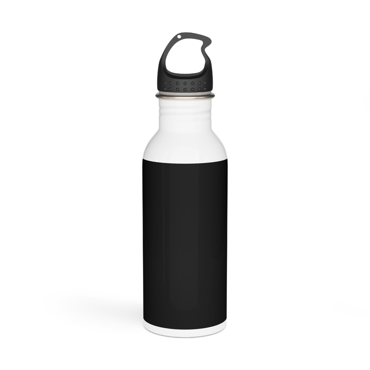 20oz stainless steel water bottle with wide neck and black cap, made from 18/8 food-grade stainless steel