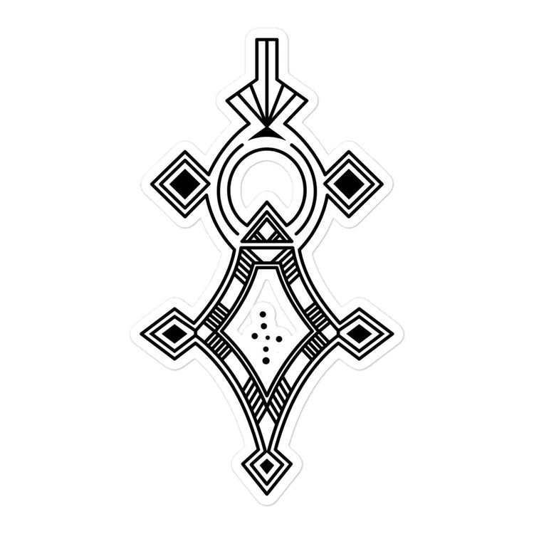 Bubble-free sticker with intricate black geometric design on durable high opacity vinyl